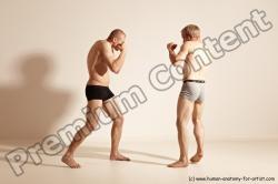 Underwear Martial art Man - Man White Moving poses Slim Short Blond Dynamic poses Academic